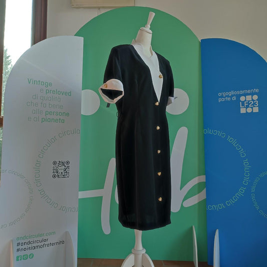 Abito vintage blu e bianco